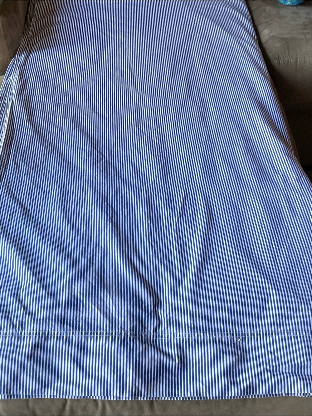 Ralph Lauren Vintage Classic University Blue White Stripe KING Flat Sheet